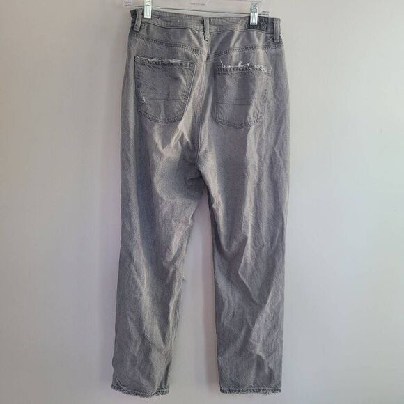 American Eagle mom jeans grey distressed comfort stretch waistband grunge - Picture 2 of 13